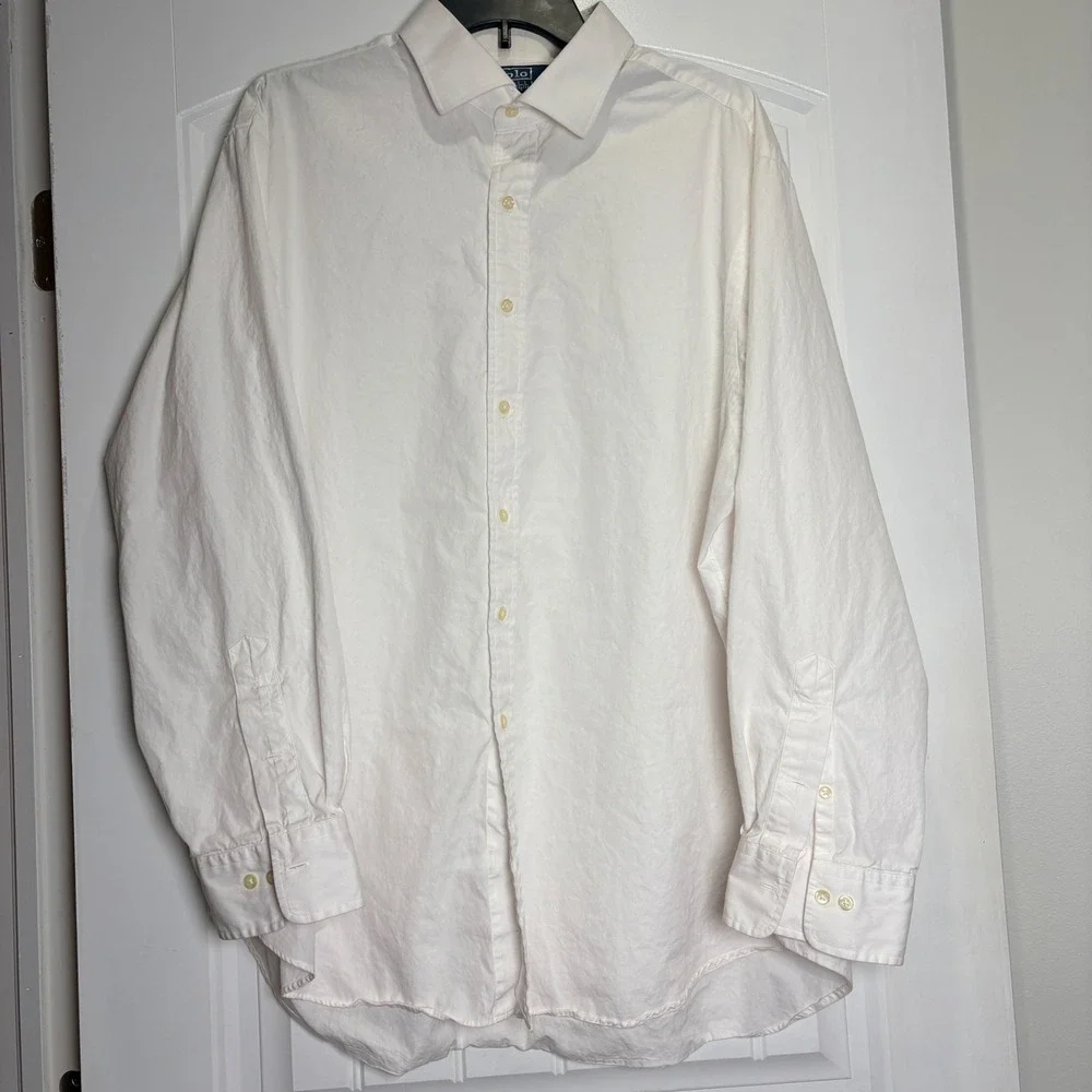 Polo Ralph Lauren Button Down Mens 18 34/35 White Regent Custom Fit Dress Shirt